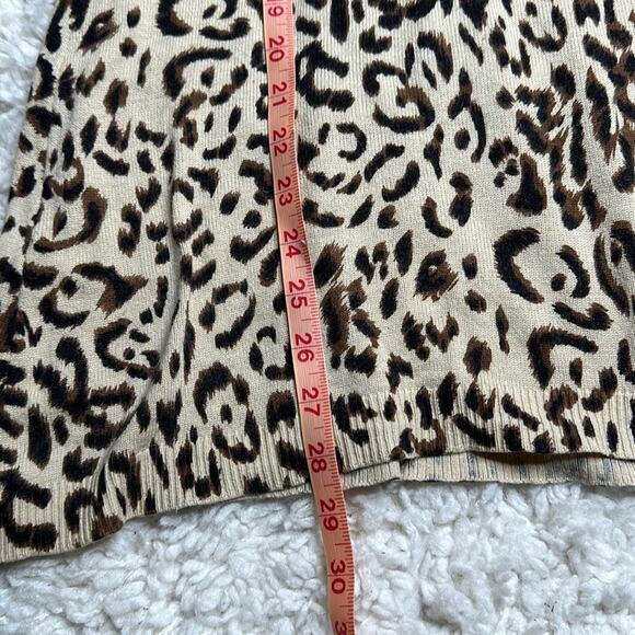 Cheetah Print Silk Rabbit Hair Blend VNeck Light Weight Sweater Neutral PP11 - Picture 7 of 9